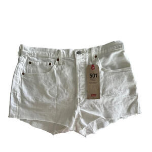 Levi  501 Orig NEW W Tag High Rise Women White Button Fly Jean Shorts Size 31